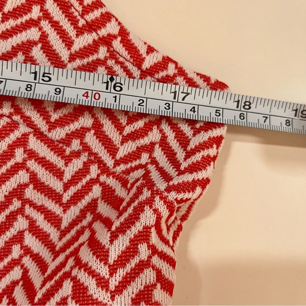 Vintage 1960 70 Mod Red white Herringbone Long Vest Skirt Suit Set Small
